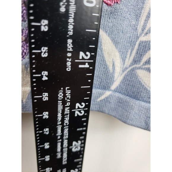 MARISA CHRISTINA WOMENS L Large Blue Embroidered Embellished Silk Blend 3/4 slee - Picture 5 of 10